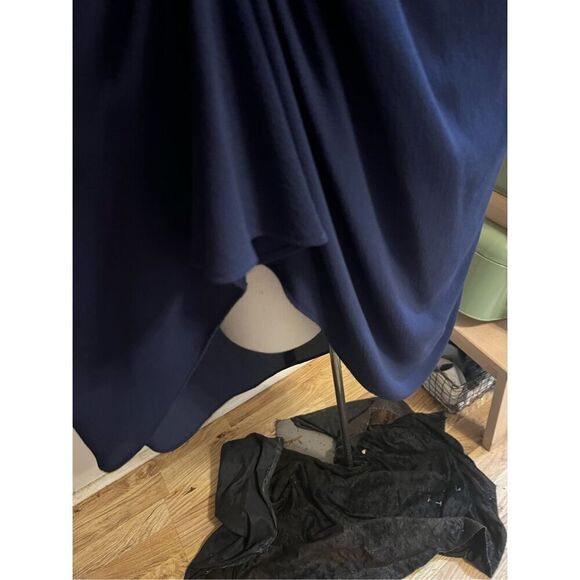Misha Collection STUNNING Navy Blue Crepe Draped Kendall Dress w/Slit $340 Size - Picture 6 of 12